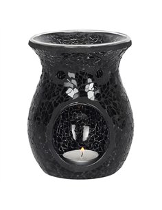 Large Black Crackle Oil Burner and Wax Warmer OB_23638