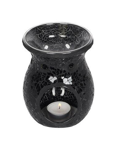 Large Black Crackle Oil Burner and Wax Warmer OB_23638
