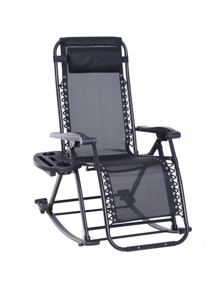 Outsunny Garden Rocking Chair, Folding Recliner, Adjustable Sun Lounger, Black - pic 13962 | FastDaddyshop
