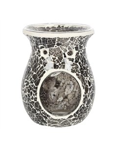Large Gunmetal Grey Crackle Oil Burner and Wax Warmer OB_31431