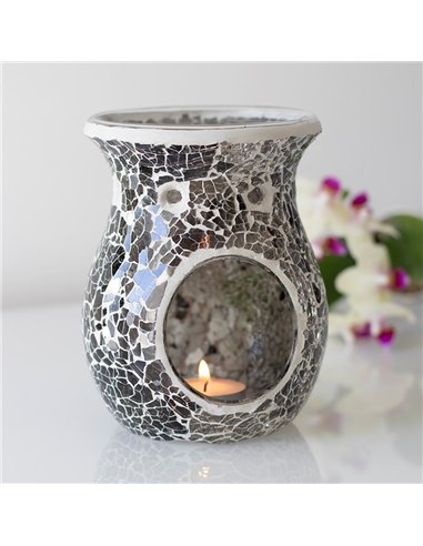 Large Gunmetal Grey Crackle Oil Burner and Wax Warmer OB_31431