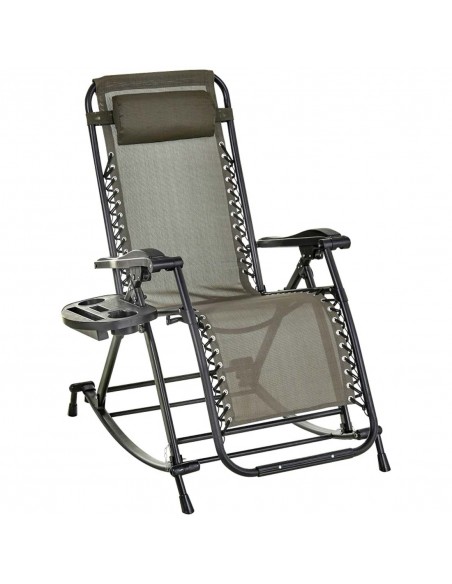 Outsunny Garden Rocking Chair, Folding Recliner, Adjustable Sun Lounger, Grey - pic 13963 | FastDaddyshop