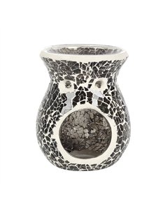 Small Gunmetal Grey Crackle Oil Burner and Wax Warmer OB_31631