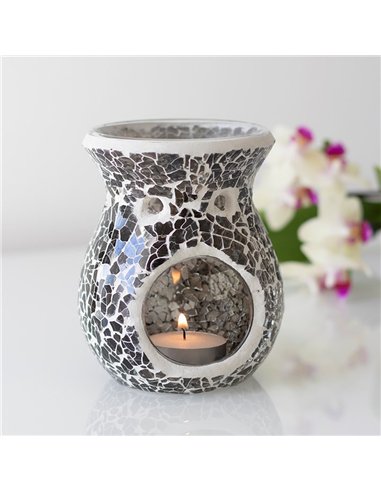 Small Gunmetal Grey Crackle Oil Burner and Wax Warmer OB_31631