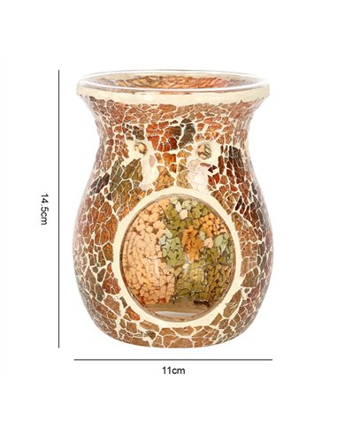 Large Brown Crackle Oil Burner and Wax Warmer OB_32031