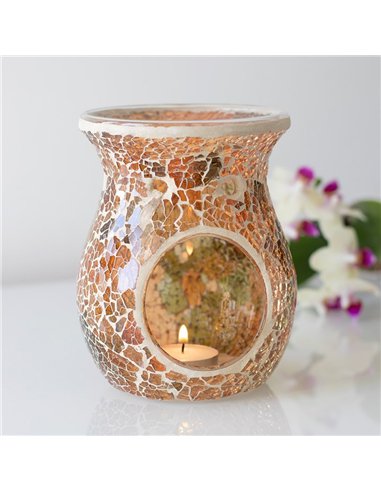 Large Brown Crackle Oil Burner and Wax Warmer OB_32031