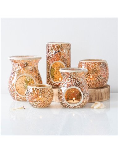Large Brown Crackle Oil Burner and Wax Warmer OB_32031