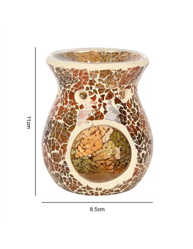 Small Brown Crackle Oil Burner and Wax Warmer OB_32231