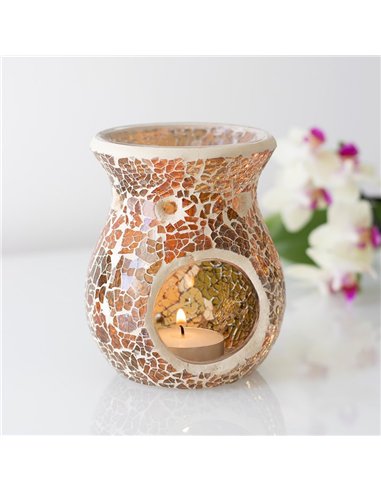 Small Brown Crackle Oil Burner and Wax Warmer OB_32231