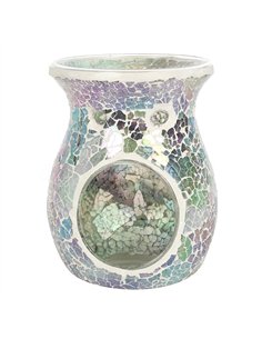 Large Light Blue Iridescent Crackle Oil Burner and Wax Warmer OB_32331