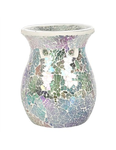 Large Light Blue Iridescent Crackle Oil Burner and Wax Warmer OB_32331