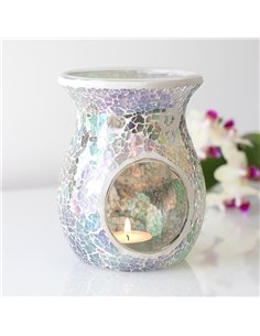 Large Light Blue Iridescent Crackle Oil Burner and Wax Warmer OB_32331 2