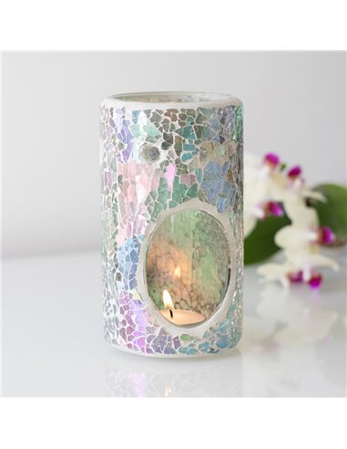 Pillar Light Blue Iridescent Crackle Oil Burner and Wax Warmer OB_32431