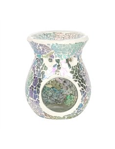 Small Light Blue Iridescent Crackle Oil Burner and Wax Warmer OB_32531