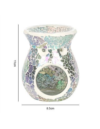 Small Light Blue Iridescent Crackle Oil Burner and Wax Warmer OB_32531