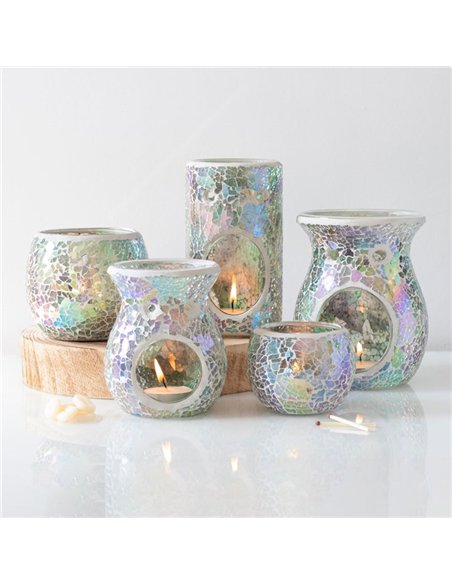 Small Light Blue Iridescent Crackle Oil Burner and Wax Warmer OB_32531 - pic 139665 | FastDaddyshop