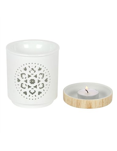 White Mandala Cut Out Oil Burner OB_34830