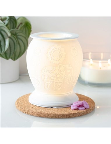Elephant White Ceramic Electric Oil Burner and Wax Warmer OB_50631