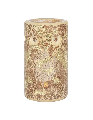 Gold Pillar Crackle Glass Oil Burner and Wax Warmer OB_66230