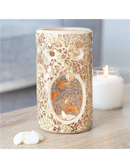 Gold Pillar Crackle Glass Oil Burner and Wax Warmer OB_66230 - pic 139771 | FastDaddyshop