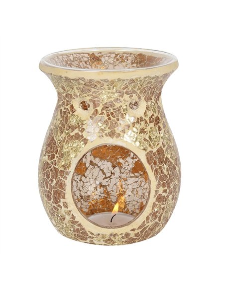 Large Gold Crackle Glass Oil Burner and Wax Warmer OB_66330 - pic 139773 | FastDaddyshop