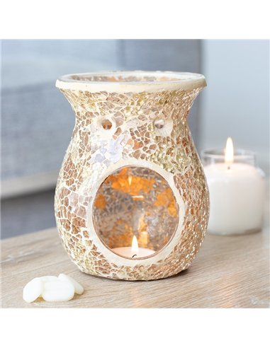 Large Gold Crackle Glass Oil Burner and Wax Warmer OB_66330