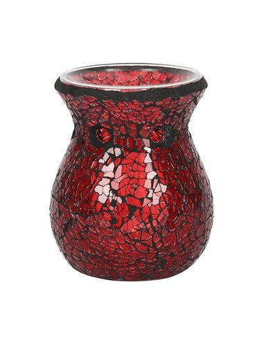 Small Red Crackle Glass Oil Burner and Wax Warmer OB_66430
