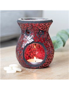 Small Red Crackle Glass Oil Burner and Wax Warmer OB_66430 2