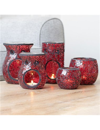 Small Red Crackle Glass Oil Burner and Wax Warmer OB_66430