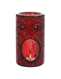 Red Pillar Crackle Glass Oil Burner and Wax Warmer OB_66530