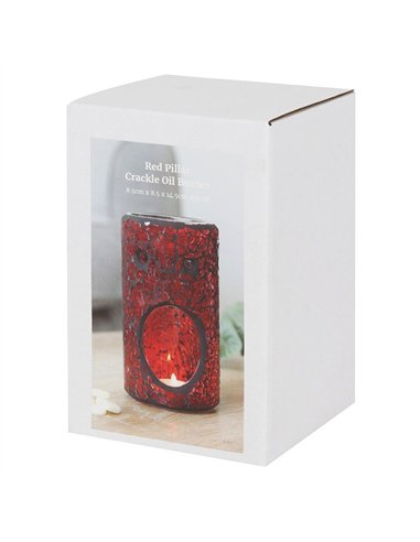 Red Pillar Crackle Glass Oil Burner and Wax Warmer OB_66530