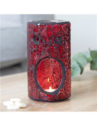 Red Pillar Crackle Glass Oil Burner and Wax Warmer OB_66530