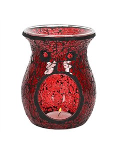 Large Red Crackle Glass Oil Burner and Wax Warmer OB_66630
