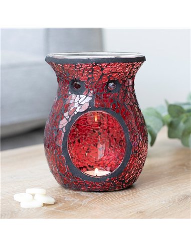Large Red Crackle Glass Oil Burner and Wax Warmer OB_66630
