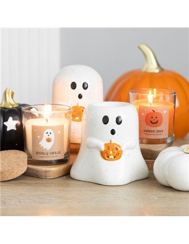 Ghost Shaped Oil Burner and Wax Warmer with Pumpkin PB_60924