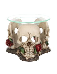 Resin and Glass Skull Rose Oil Burner SK_13024