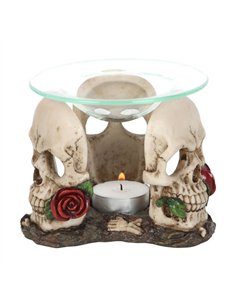 Resin and Glass Skull Rose Oil Burner SK_13024 2