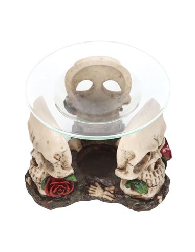 Resin and Glass Skull Rose Oil Burner SK_13024
