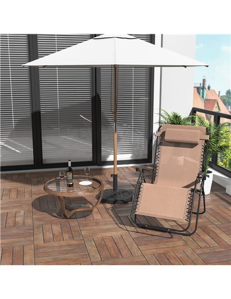 Outsunny Folding & Reclining Outdoor Sun Lounger with Head Pillow, Beige - pic 13991 | FastDaddyshop