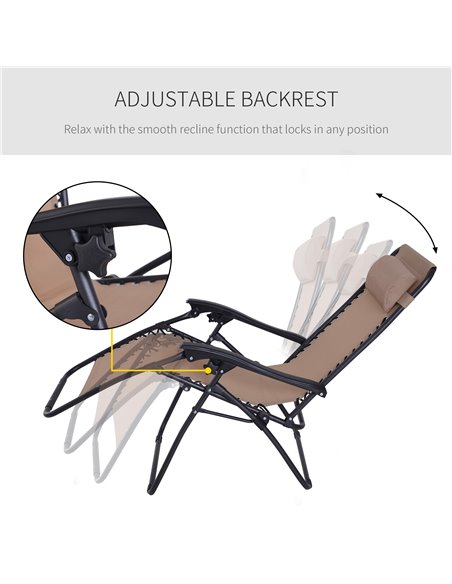 Outsunny Folding & Reclining Outdoor Sun Lounger with Head Pillow, Beige - pic 13993 | FastDaddyshop