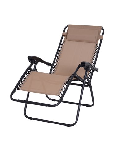 Outsunny Folding & Reclining Outdoor Sun Lounger with Head Pillow, Beige