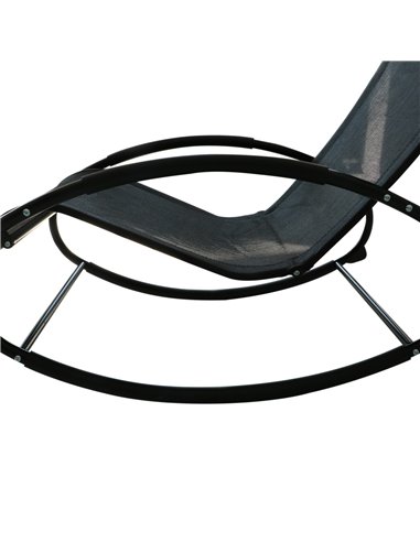 Outsunny Rocking Chair Sun Lounger Recliner Rocker Texteline Fabric Patio Garden Relaxer with Pillow Black
