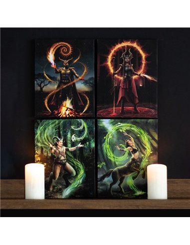 19x25cm Fire Element Wizard Canvas Plaque by Anne Stokes AS_71322