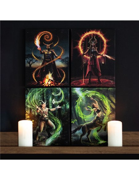 19x25cm Fire Element Wizard Canvas Plaque by Anne Stokes AS_71322 - pic 140050 | FastDaddyshop