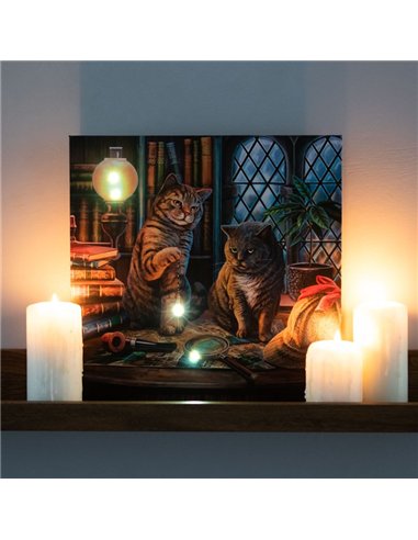 Purrlock Holmes Light Up Canvas Plaque by Lisa Parker LP_28223