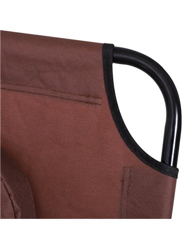 Outsunny Sun Lounger Foldable Reclining Chair with Pillow and Reading Hole Garden Beach Outdoor Recliner Adjustable Brown