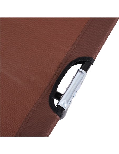 Outsunny Sun Lounger Foldable Reclining Chair with Pillow and Reading Hole Garden Beach Outdoor Recliner Adjustable Brown - pic 14014 | FastDaddyshop