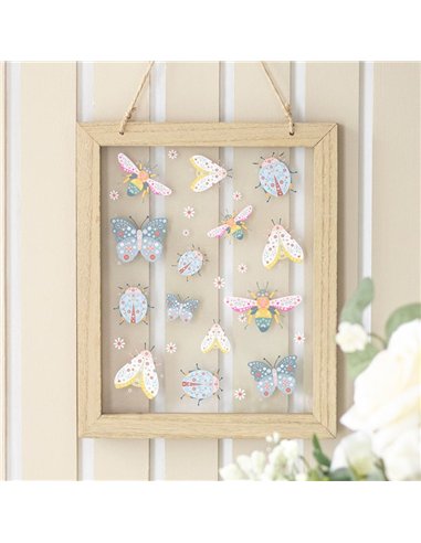 Floral Bug Print Glass Wall Hanging FB_01726