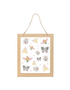 Floral Bug Print Glass Wall Hanging FB_01726