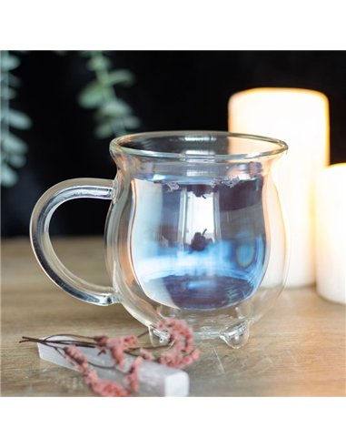 Clear Double Walled Glass Cauldron Mug WT_65523